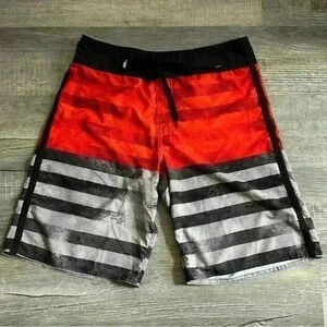 No Fear Men’s Board Short Or Swim Trunks Size 34 Red Black & White Stripe